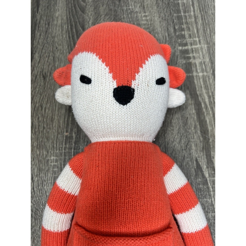 Cuddoll Fox Knit Plush Handmade Organic Cotton Stuffed Animal Reg 20" Stay Wild - Picture 8 of 13